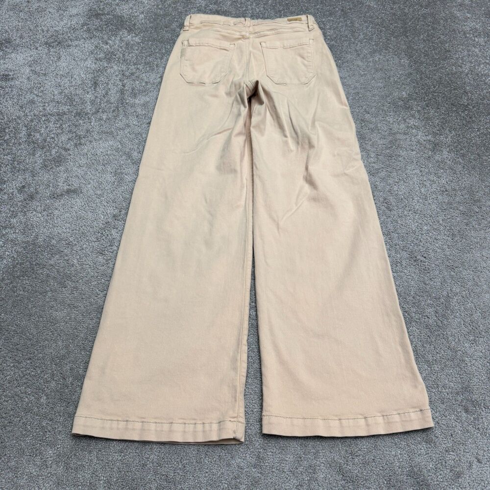 PAIGE Genesee High Rise Wide Leg Denim Jeans Size 28 Sandie Beige Tan Stretch - Picture 2 of 16
